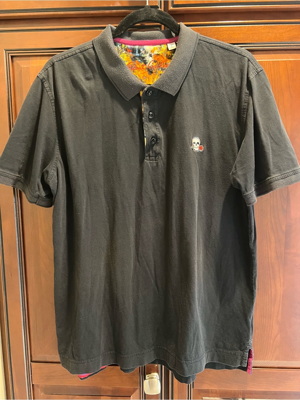ROBERT GRAHAM Short Sleeve Polo Shirt SKULL - L